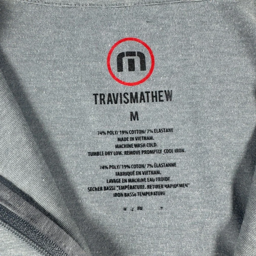 Travis Mathew Pullover Mens Medium Heather‎ Gray Quarter Zip Performance Golf